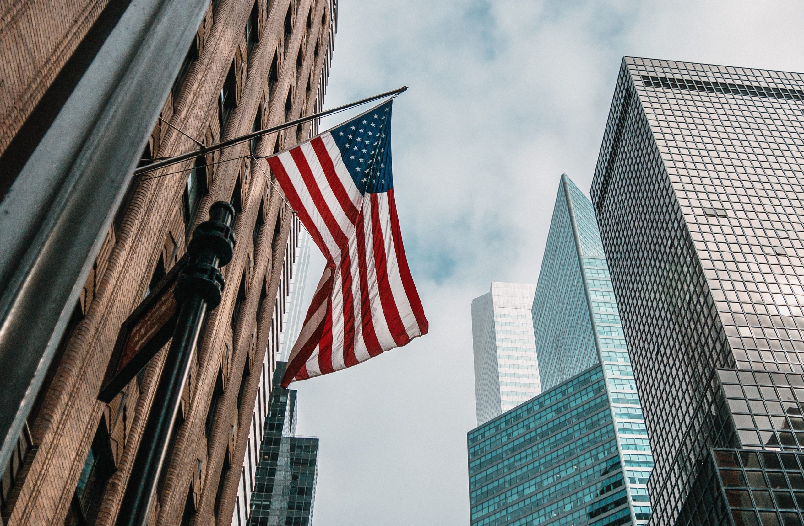 Random Building with USA Flag